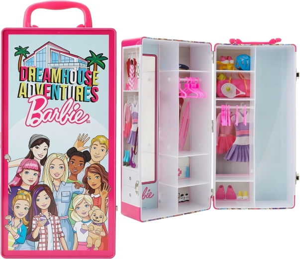Klein Barbie Dreamhouse Adventures metalkuffert som garderobe