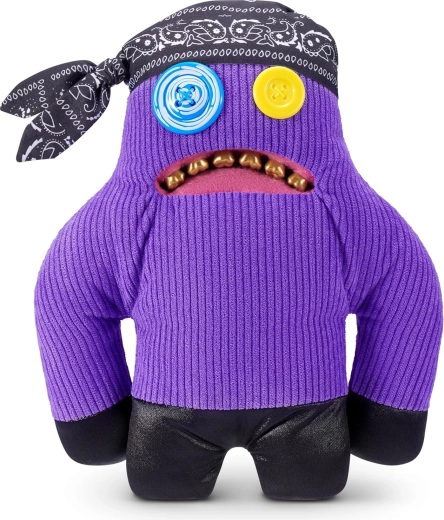 Fuggler Sasquoosh lilla plysbamse med bandana og gyldne tænder, 22 cm