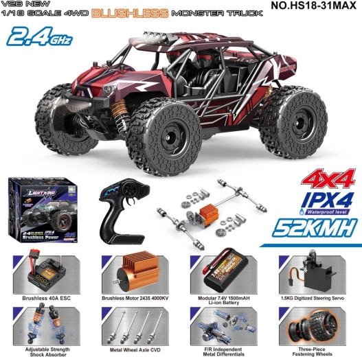 Fjernstyret terrængående bil Monster Max 1:18