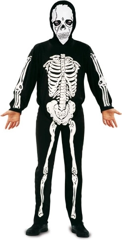 Børnekostume med skelet til Halloween