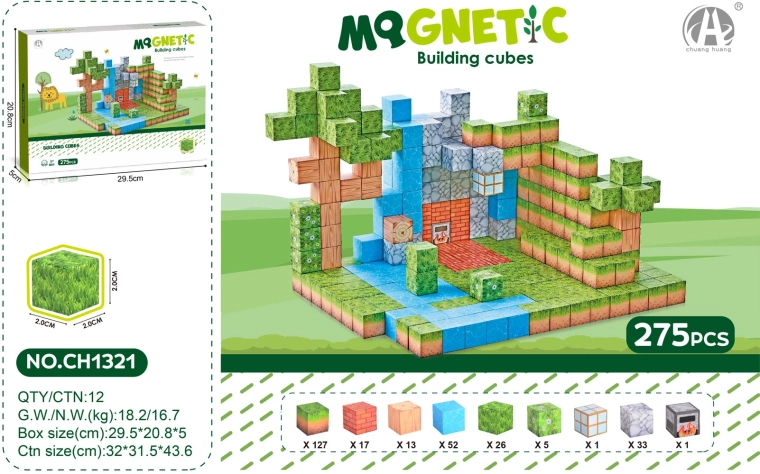 Magnetiske klodser 3D – sæt med 275 dele