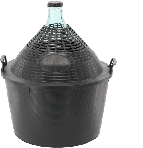 Glasballon til fermentering i plastkurv 34 l med smal hals