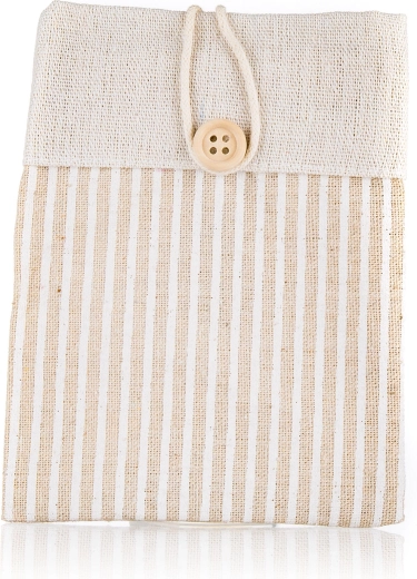 Dekorativ bomuldspose Nature med striber, lysebrun 10,5 × 14 cm