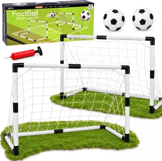 Børnefodboldsæt med 2 mål 95 × 70 cm, 2 bolde og pumpe