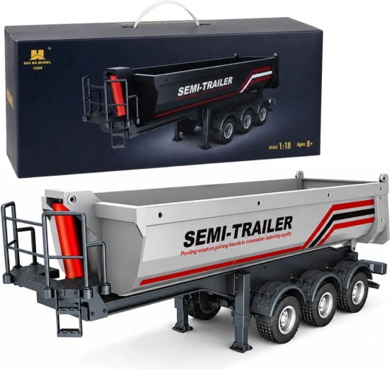 RC-tipvognstrailer Huina, sølv, 1:18