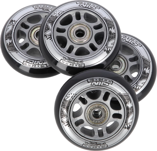Sæt hjul til inline-skøjter 76 × 24 mm med lejer ABEC 9 NILS EXTREME
