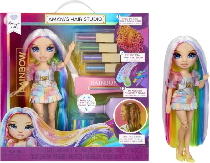 Rainbow High hårstudio med dukken Amaya Raine