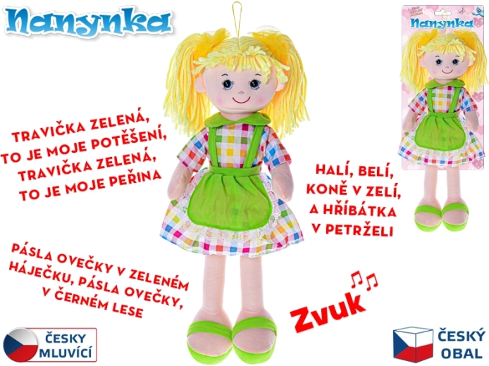 Talende og syngende stofdukke Nanynka 50 cm