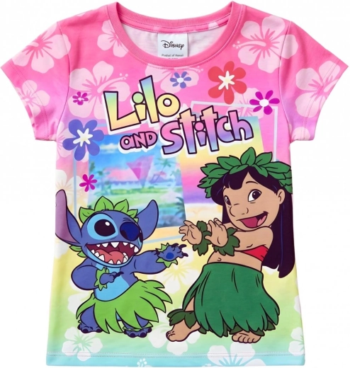 Børne-T-shirt Lilo og Stitch hindbærrød