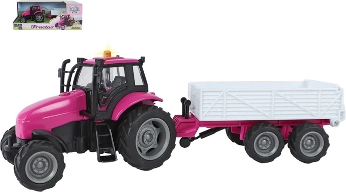 Traktor med trailer med lys- og lydeffekter 25 cm