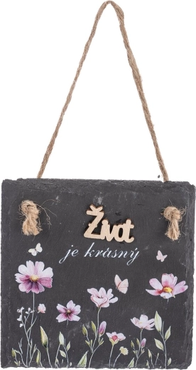 Skilt af natur skifer med teksten „livet…“ 12 × 12 cm