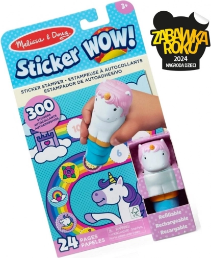 Sticker WOW - bog og stempel med enhjørning klistermærker