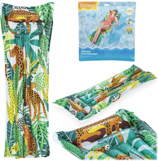 Bestway oppustelig strandmadras med junglemotiv 183 × 69 cm - 1 stk.