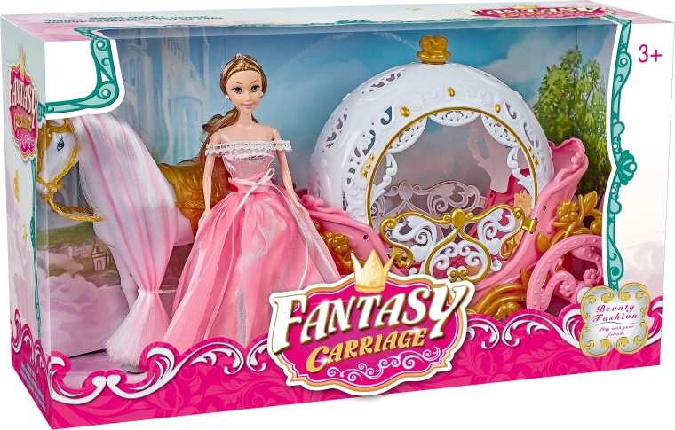 Magisk lyserød karet med Pegasus og dukke med lys og lyd