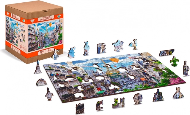 Træpuslespil Travle Paris 2i1, 150 brikker