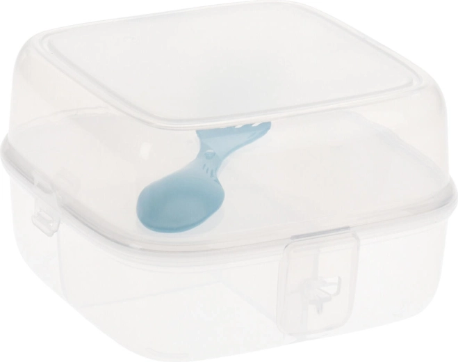 Delt madkasse med bestik, transparent 15,5 × 15 × 9,5 cm