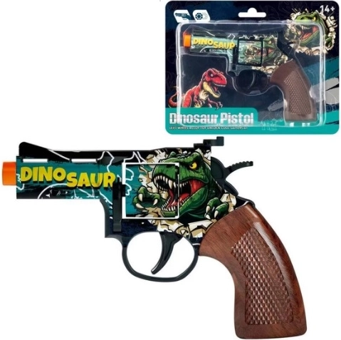 Metalknaldhætterrevolver med dinosaurmotiv