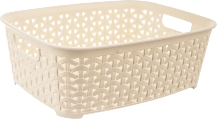 Plastkurv i rattanlook Hobby, creme 26 × 19 × 9 cm