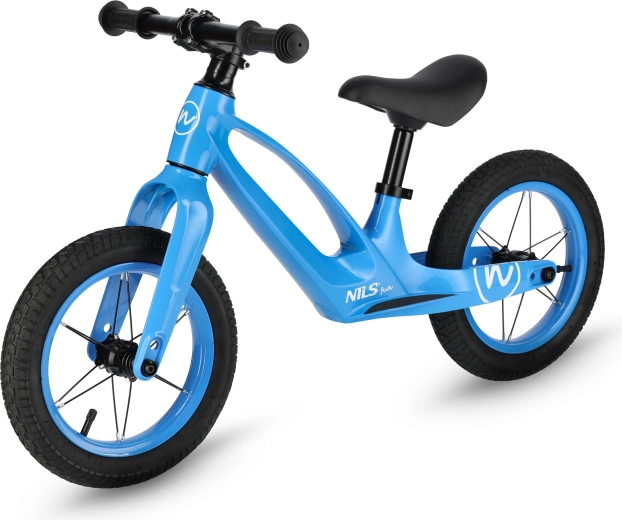 Børnebalancecykel med LED-hjul NILS Fun RB901, 12" oppustelige dæk, blå