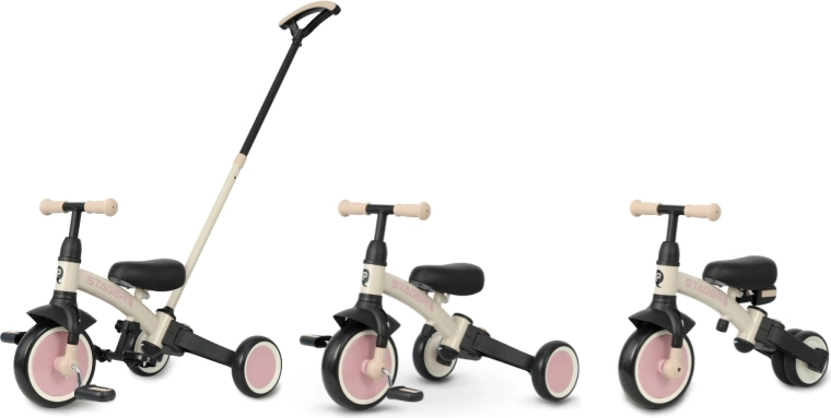 3 i 1: skubning, trehjulet cykel, løbecykel