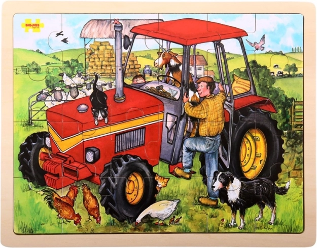 Træpuslespil traktor 24 brikker BIGJIGS TOYS