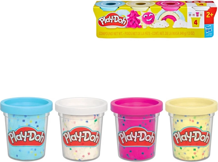 Play-Doh modellervoks med konfetti, 4 bøtter – 4 stk.