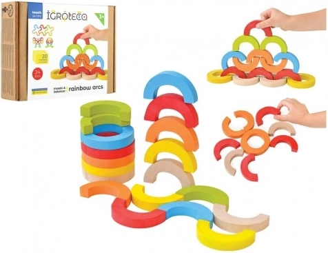 Træ-balance-mosaik regnbuebuer 24 dele