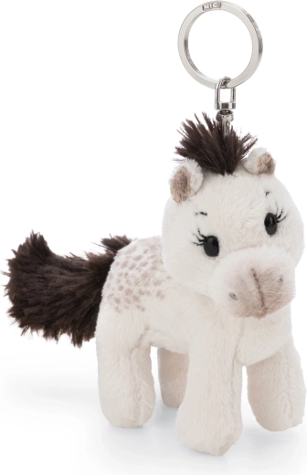 Nici nøglering Pony Mony hvid 10 cm – bæredygtig plysstaskevedhæng til nøgler