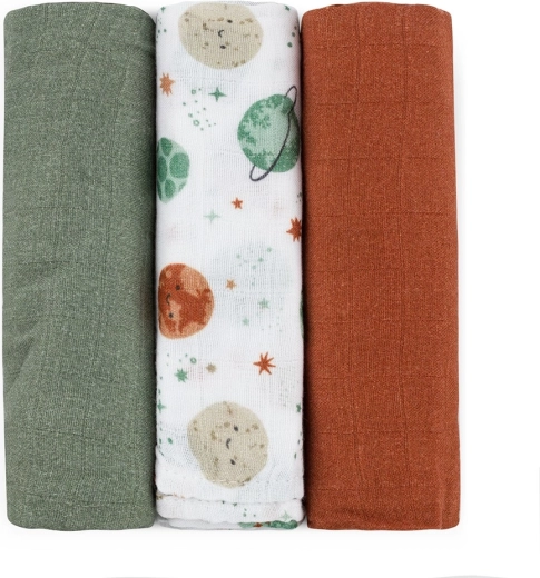 Petite&Mars bambus muslinbleer Moussy Celestial Planets 68 × 68 cm (3 stk.)