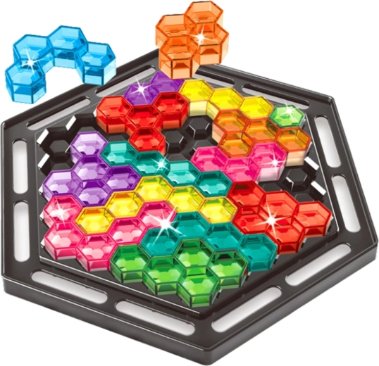 Hexagonal plade med transparente brikker