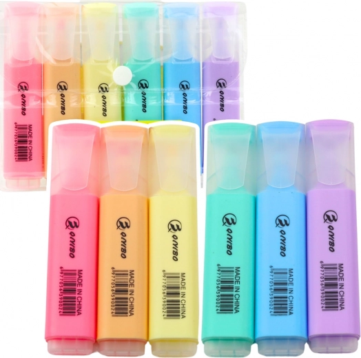 Sæt med pasteloverstregningstuscher i etui, 6 stk.