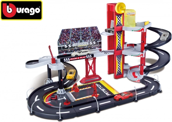 Bburago garage Ferrari Racing med én lille bil