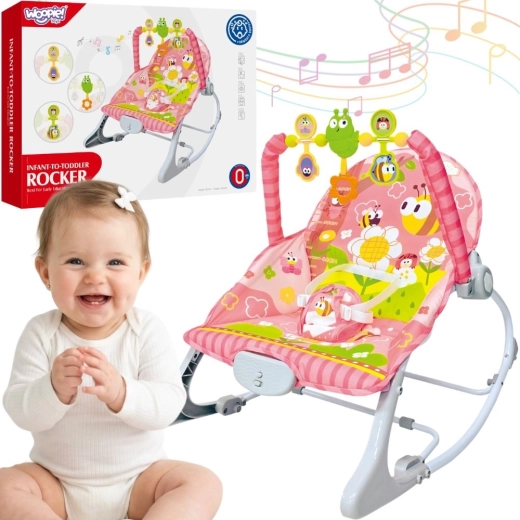 Woopie Baby lyserød vibrerende babyskråstol med legebøjle
