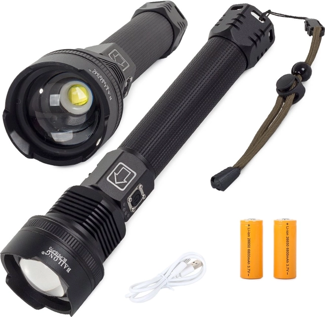 BAILONG taktisk LED-lommelygte CREE XHP70 med zoom IPX5