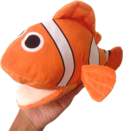 Plysmaskot Klovnfisk Orange hånddukke 25 cm