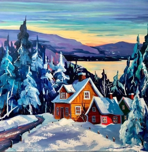 Norimpex Mal efter tal Vinterhytte 40 × 50 cm