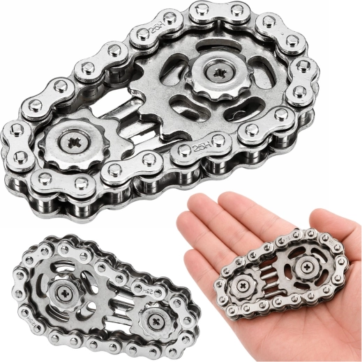 Antistress fidget spinner-kæde i rustfrit stål, sølvfarvet