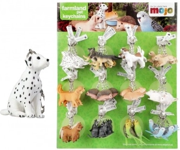 Nøglering med dyrefigur metal/plast 5-8 cm mix af typer
