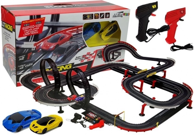 racerbane med racerbiler 1420 cm Turbo 1:43 med controllere