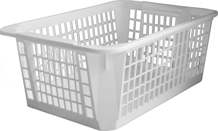 Plastisk stabelbar kurv 36 × 26 × 14 cm, hvid