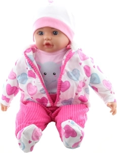 Babydukke pige med lille elefant 50 cm