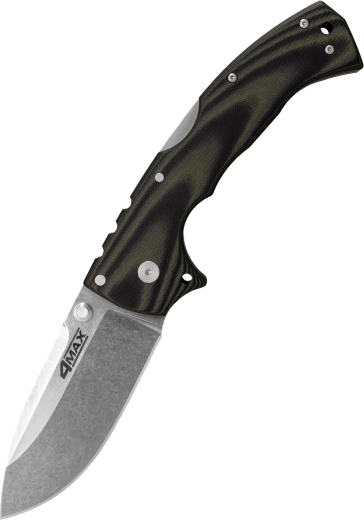 cold steel 4-max foldekniv, sort‑grøn, G10, stonewash, clip