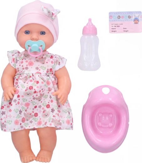 Tissende babydukke med sutteflaske, 30 cm