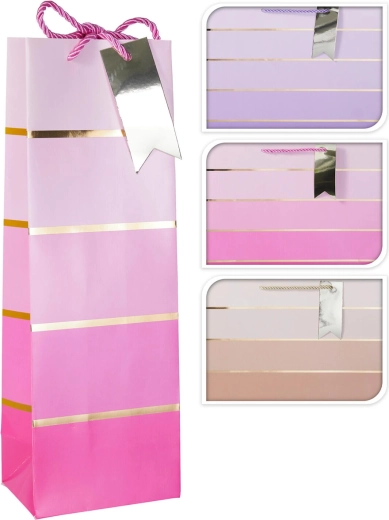 Gavepose til flaske af papir 36 × 12 × 9 cm, farvemix