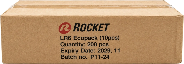 Rocket alkaliske batterier AA (LR06) 1,5 V – pakke med 200 stk. (20×10)