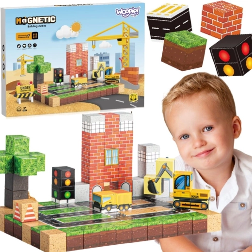 Woopie magnetiske konstruktionsklodser – byggeplads 115 dele