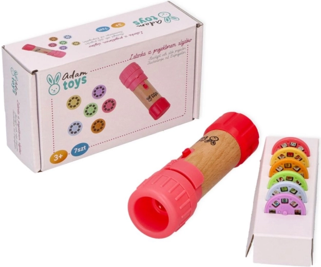 Adam Toys lyserød børnelommelygte med projektor