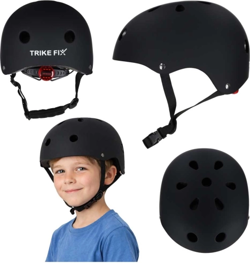 Børnecykelhjelm TRIKE FIX med LED, størrelse S 48–54 cm, sort