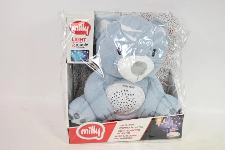 MillyBear blå plysbamse med nattehimmelprojektor