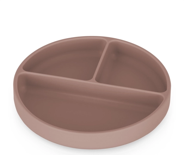 Silikoneopdelt tallerken med sugekop PETITE&MARS Take&Match Velvet Latte 6 m+